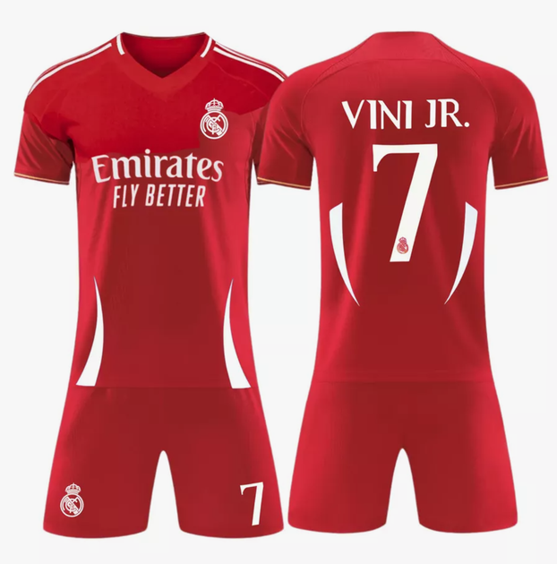 Форма футбольная детская Vini jr. №7 Реал Мадрид (Real Madrid) 2025, р.26 рост- 145-150 (червона) - Фото 2 Форма футбольная детская Vini jr. №7 Реал Мадрид (Real Madrid) 2025, р.26 рост- 145-150 (червона) - изображение 2