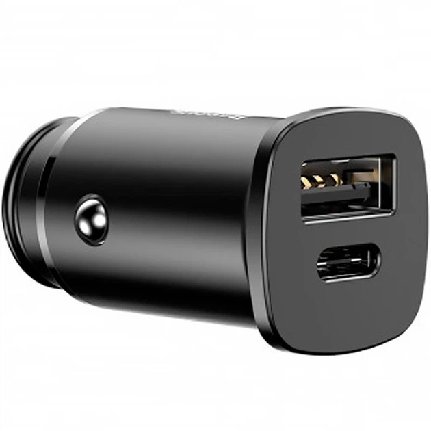 Автомобільний зярядний пристрій Baseus Square Metal 1USB+Type-C QC (5A) (PPS-30W-MAX) (CCALL-AS01) Black - Фото 6 Автомобільний зярядний пристрій Baseus Square Metal 1USB+Type-C QC (5A) (PPS-30W-MAX) (CCALL-AS01) Black - зображення 6
