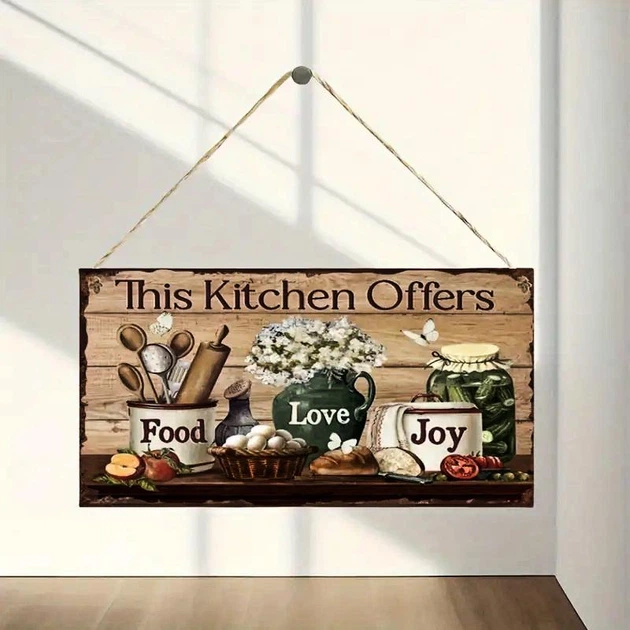 Святковий декор Дерев'яна підвіска Food Love Joy 20 х 10 см Їжа кохання радість - изображение 2