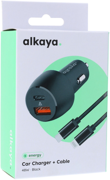 Ładowarka samochodowa alkaya 48W USB-A USB-C Fast Speed Set Black (C2-70006) - obraz 2