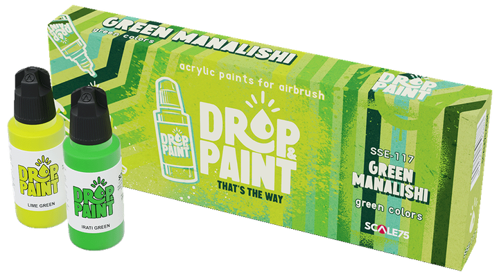 Zestaw farb do aerografu Scale75 Drop Paint Green Manalishi 8 szt x 17 ml (8435635306883) - obraz 1