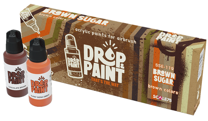 Набір фарб для аерографа Scale75 Drop Paint Sugar Brown 8 шт x 17 мл (8435635306906) - зображення 1