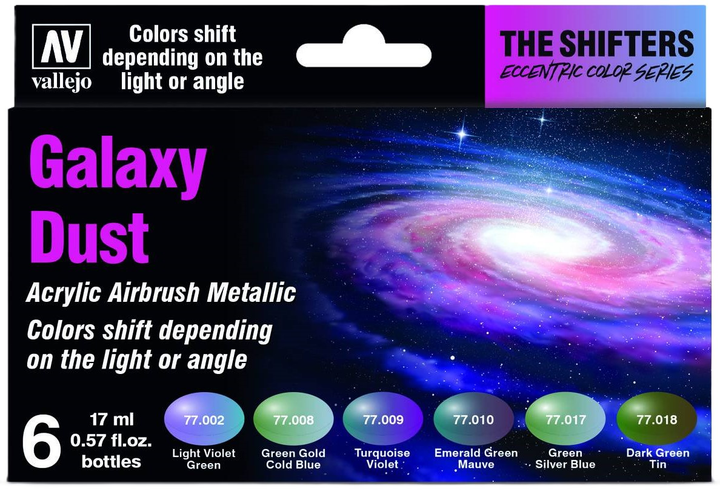 Zestaw farb do aerografu Vallejo The Shifters 77.092 Galaxy Dust 6 szt x 17 ml (8429551770927) - obraz 1