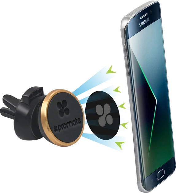 Автодержатель для телефона магнитный Promate VentGrip Gold (ventgrip.gold) - Фото 3 Автодержатель для телефона магнитный Promate VentGrip Gold (ventgrip.gold) - изображение 3