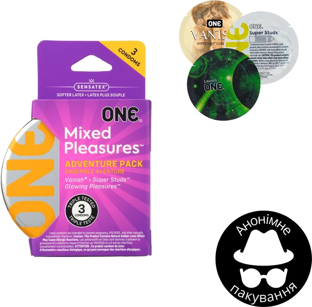 Презервативи One Mixed Pleasures 3 шт (ROZ6400230471) - Фото 2 Презервативи One Mixed Pleasures 3 шт (ROZ6400230471) - зображення 2