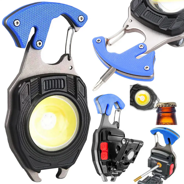 Аккумуляторный LED фонарик w5147 с Type-C 7 режимов, карабин, нож, магнит - изображение 2