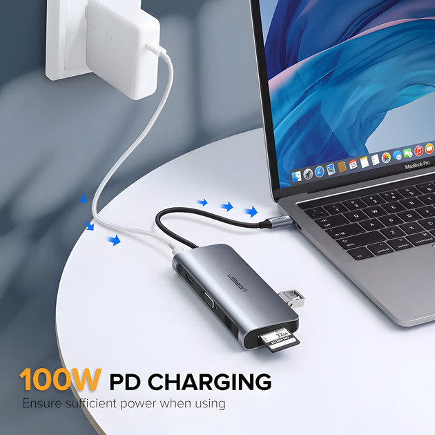 USB Хаб концентратор Ugreen 9 в 1 HDMI VGA RJ45 SD TF USB 3.0 PD 100 W док-станція - зображення 5
