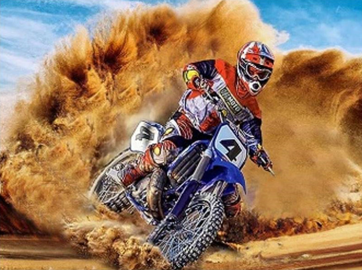 Zestaw do haftu diamentowego Norimpex Motor Cross na pustyni 30 x 40 cm (5902444093974) - obraz 1