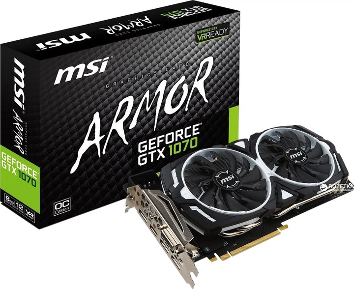 Видеокарта MSI PCI-Ex GeForce GTX 1070 Armor 8GB GDDR5 (256bit
