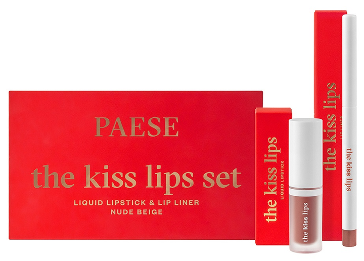 Набір декоративної косметики Paese The Kiss Lips Set Помада для губ + Олівець для губ 01 Nude Beige (5902627626692 / 5902627626333) - зображення 1