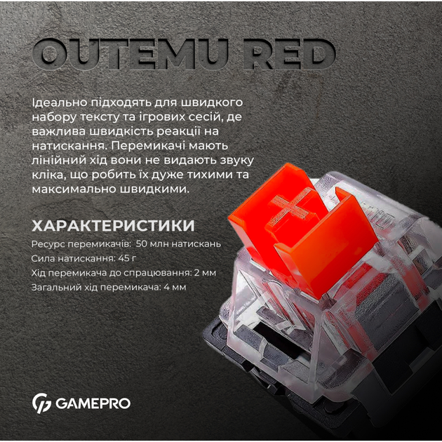 Клавіатура GamePro MK180B Hot-Swap Red Swich RGB USB UA Black (MK180B) - зображення 9