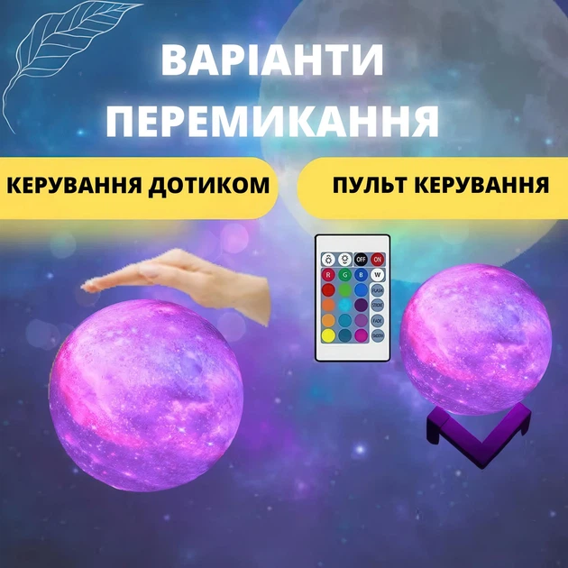 Нічник світильник Галактика з 3D ефектом і 16 кольорами світіння - зображення 5