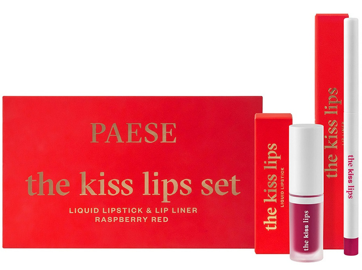 Набір декоративної косметики Paese The Kiss Lips Set Помада для губ + Олівець для губ 05 Raspberry Red (5902627626760 / 5902627626371) - зображення 1