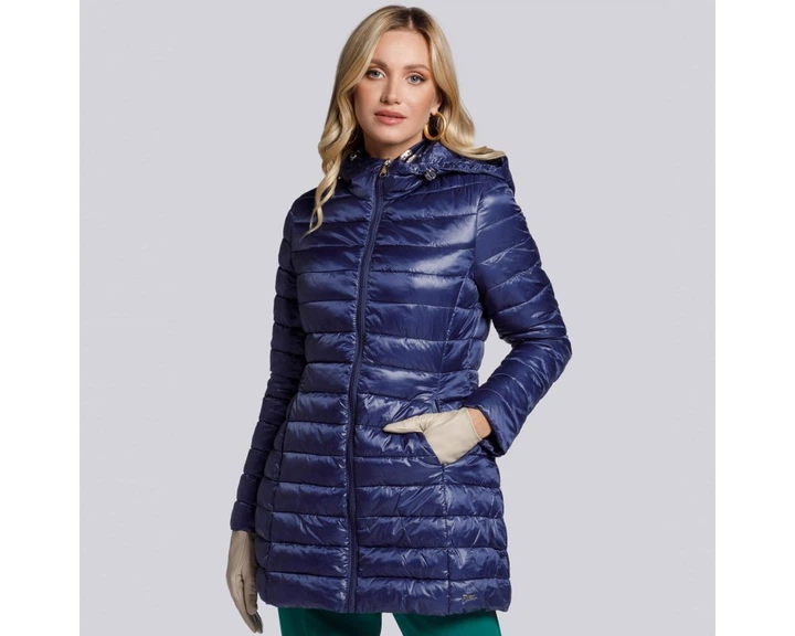 Жіноча стьобана куртка з капюшоном темно-синій 93_9N_102_N_2XL, XXL - Фото 1 Жіноча стьобана куртка з капюшоном темно-синій 93_9N_102_N_2XL, XXL - изображение 1
