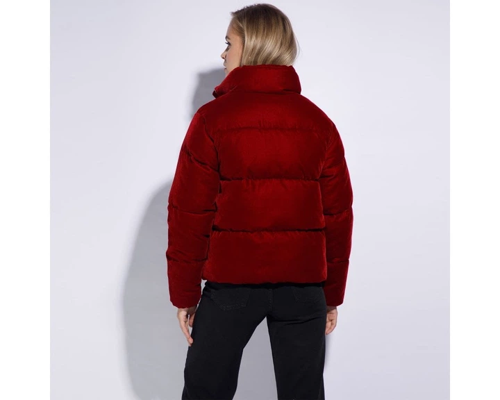 Жіноча стьобана велюрова куртка червоний 95_9D_404_3_XL, XL - Фото 4 Жіноча стьобана велюрова куртка червоний 95_9D_404_3_XL, XL - изображение 4