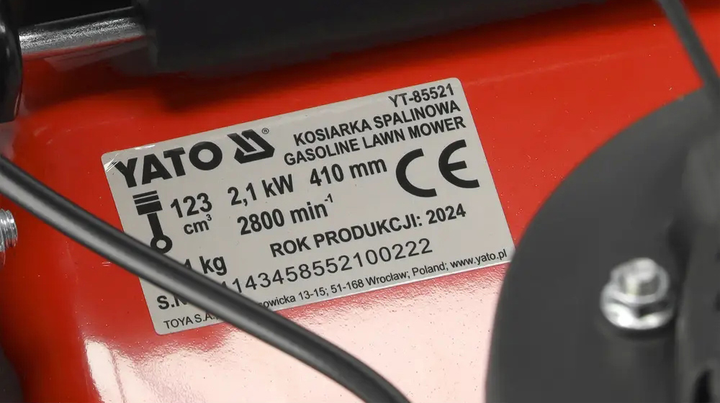 Газонокосилка бензиновая YATO с приводом 1.9 кВт ширина резки Ø= 41 см травосборник 40 л (YT-85521) - изображение 8