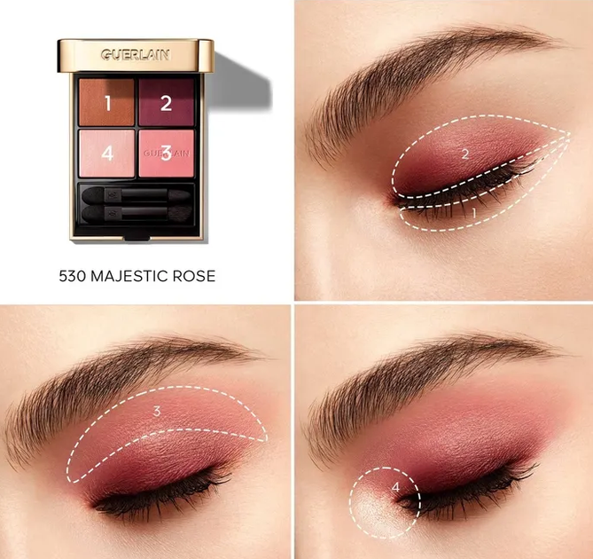 Тіні для повік Guerlain Ombre G Quad Eyeshadow Palette 530 Majestic Rose 6g - Фото 4 Тіні для повік Guerlain Ombre G Quad Eyeshadow Palette 530 Majestic Rose 6g - зображення 4