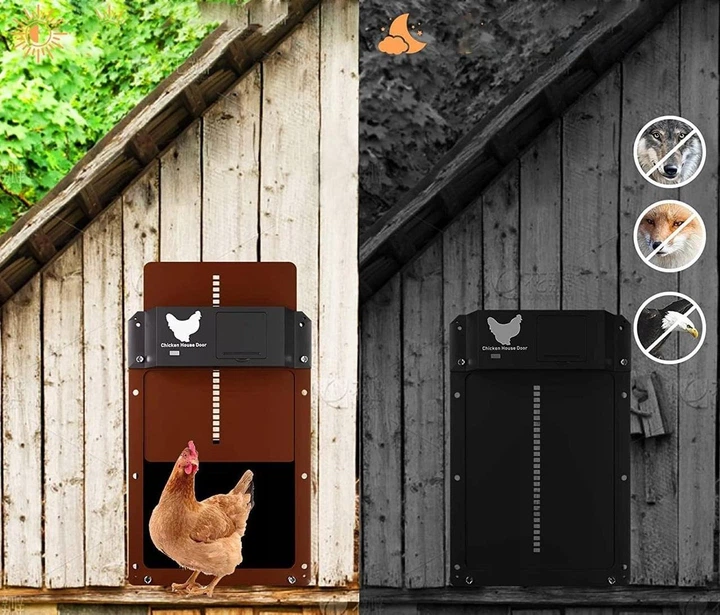 Автоматические двери для курятника Chicken House светочувствительные ворота для сельскохозяйственных животных / птиц от хищников, коричневый (94886111) - изображение 3