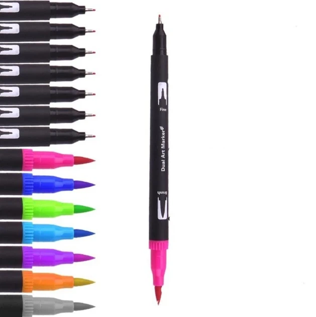 Набор двусторонних маркеров для скетчинга Black Dual Brush Pens на водной основе 48 шт в сумке (3_06268) - Фото 4 Набор двусторонних маркеров для скетчинга Black Dual Brush Pens на водной основе 48 шт в сумке (3_06268) - изображение 4