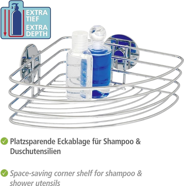 Półka łazienkowa Wenko Turbo-Loc Narożna Stal chromowana (4008838189139) - obraz 4