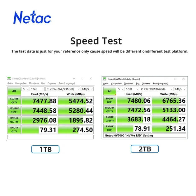 4TB SSD диск M2 диск для ПК або ноутбука NVME M.2 Netac 7400MB/s PCIe 4.0x4 - Фото 4 4TB SSD диск M2 диск для ПК або ноутбука NVME M.2 Netac 7400MB/s PCIe 4.0x4 - зображення 4