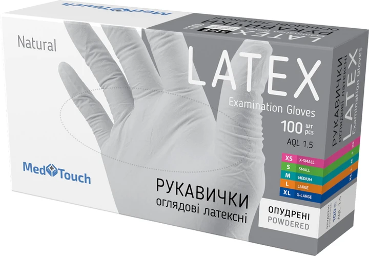 Перчатки латексные MedTouch припудренные, 100 шт размер S - изображение 1