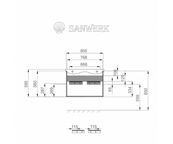 Тумба подвесная Sanwerk "Лига Air" 60 мессина с Топ панелью и умывальником "Rapid 50x35" (MV0000906) - Фото 2 Тумба подвесная Sanwerk "Лига Air" 60 мессина с Топ панелью и умывальником "Rapid 50x35" (MV0000906) - изображение 2