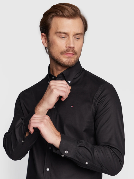 Koszula męska slim fit Tommy Hilfiger MW0MW29969-BDS 40 Czarna (8720642076899) - obraz 4