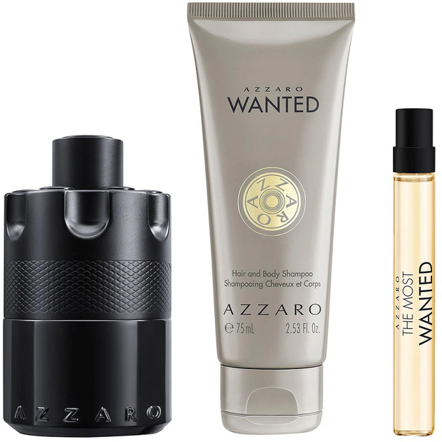 Zestaw męski Azzaro The Most Wanted Intense Woda perfumowana 100 ml + Miniaturka Woda perfumowana 10 ml + Żel pod prysznic 75 ml (3614274306231) - obraz 2