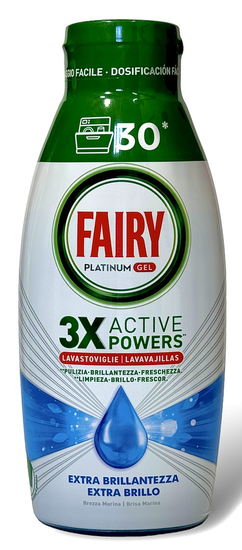 Гель-концентрат для миття посуду в посудомийній машині Fairy Platinum Gel 3 active powers океан 600 мл (30 доз) - Фото 1 Гель-концентрат для миття посуду в посудомийній машині Fairy Platinum Gel 3 active powers океан 600 мл (30 доз) - зображення 1