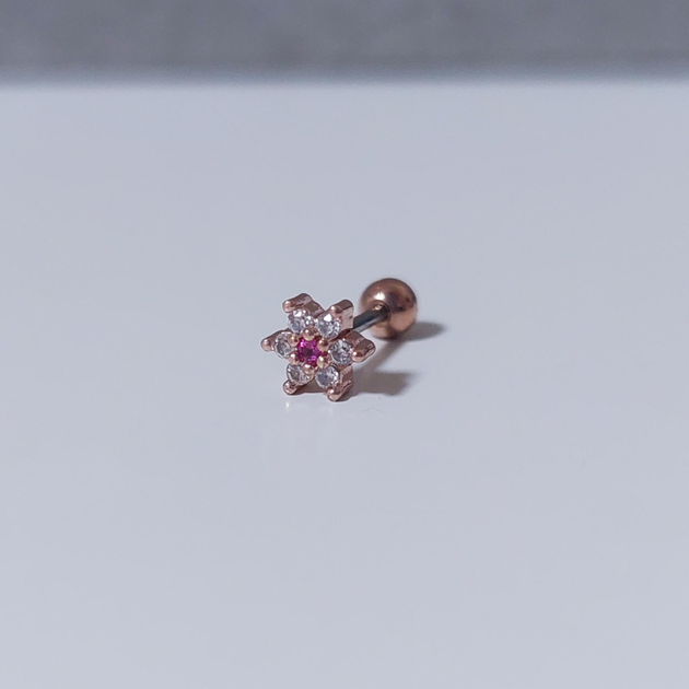 Сережка штанга для пірсингу вуха Зірка DeKolie MK1197-61 золотистий ...