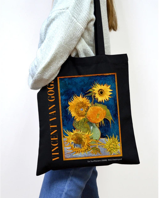 Екошопер BookOpt BK4096 Vincent Van Gogh Six Sunflowers, чорний - Фото 3 Екошопер BookOpt BK4096 Vincent Van Gogh Six Sunflowers, чорний - изображение 3