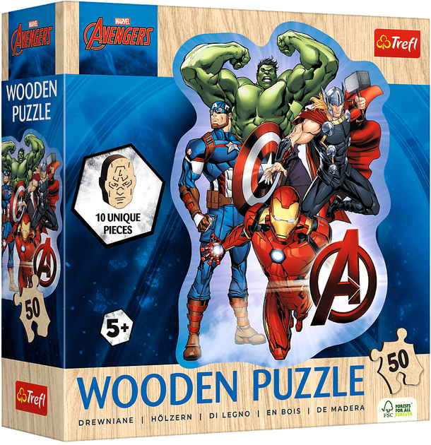 Puzzle drewniane Trefl Przygody Avengers 50 elementów (5900511202564) - obraz 1