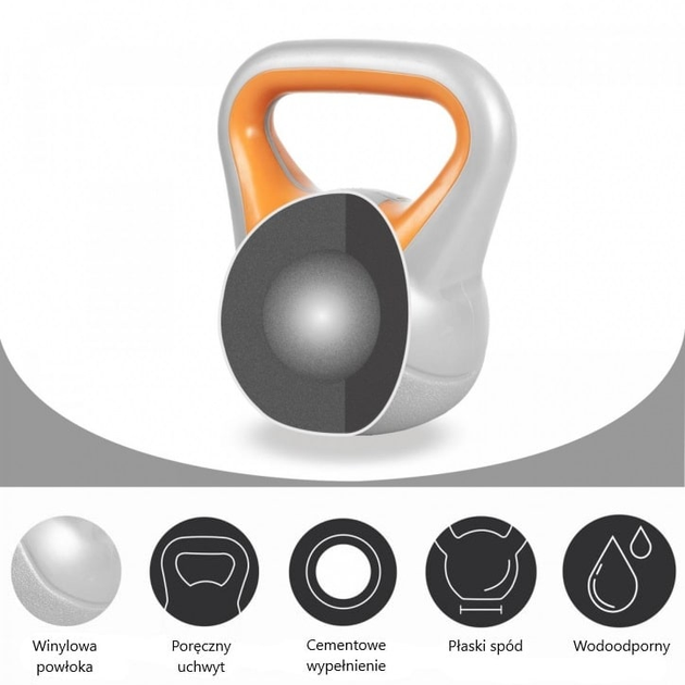 Kettlebell Gorilla Sports Stylish winylowy 8 kg (4260200842145) - obraz 3