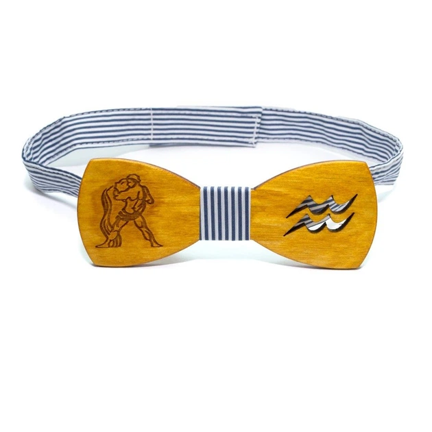 Дерев'яний краватка метелик Gofin знак зодіаку водолій GBDH-8275 - зображення 4