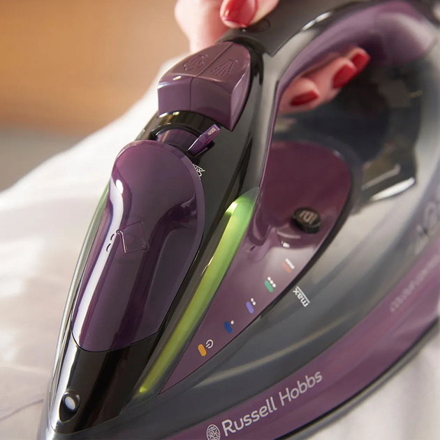 Праска Russell Hobbs Colour Control Pro Ultra, 2800Вт, 380мл, паровий удар -195гр, самоочищування, індик.температури, керам. підошва, сіро-фіолетовий - изображение 4