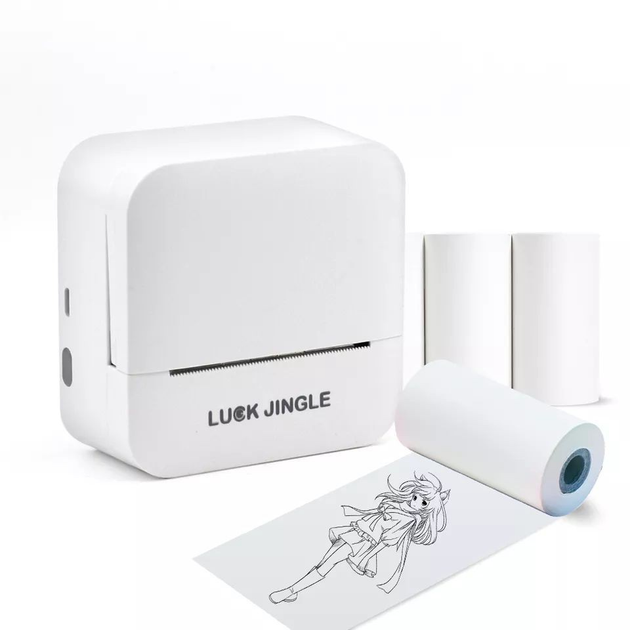 Портативний принтер bluetooth, кишеньковий термопринтер Luck Jingle А6 Білий - зображення 5