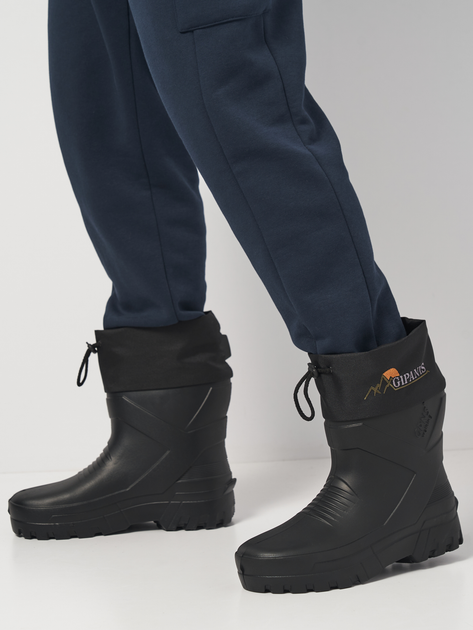 Мужские зимние резиновые сапоги низкие Gipanis RM-142 44 27.5 см Черные (ROZ6501056983) 