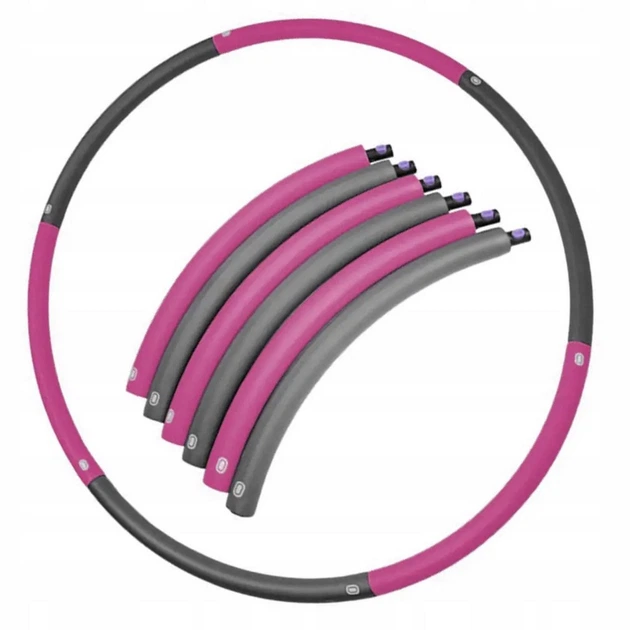 Обруч массажный Hula Hoop SportVida V-HK0215, 90 см, Grey/Pink - изображение 2