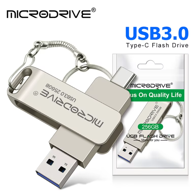 Флешка 2в1 MicroDrive 128 GB Type-C USB 3.0 для телефона и компьютера ...