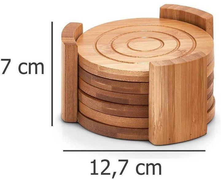 Podstawka pod szklankę Zeller bambusowa 12.7 cm 7 szt (4003368253787) - obraz 4