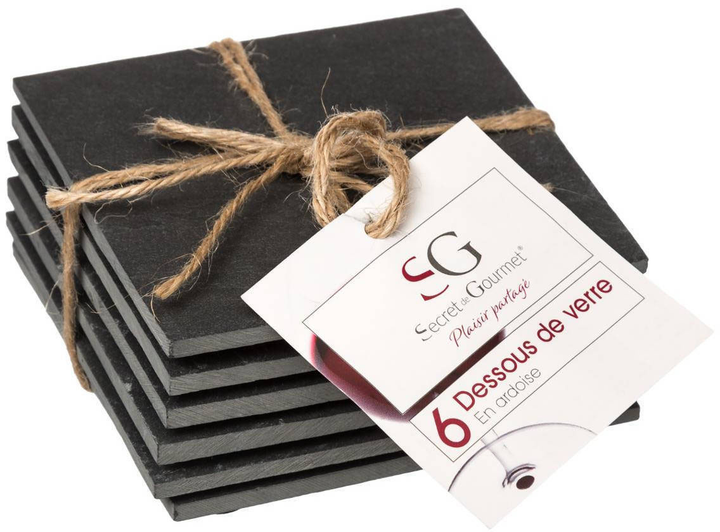 Zestaw podkładek na kubki Secret de Gourmet z łupka 10 x 10 cm 6 szt (ZES3560234481909) - obraz 5