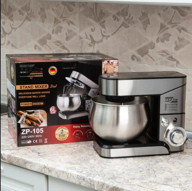Планетарный миксер тестомес Zepline ZP-105 чаша 6 л 3500 Вт