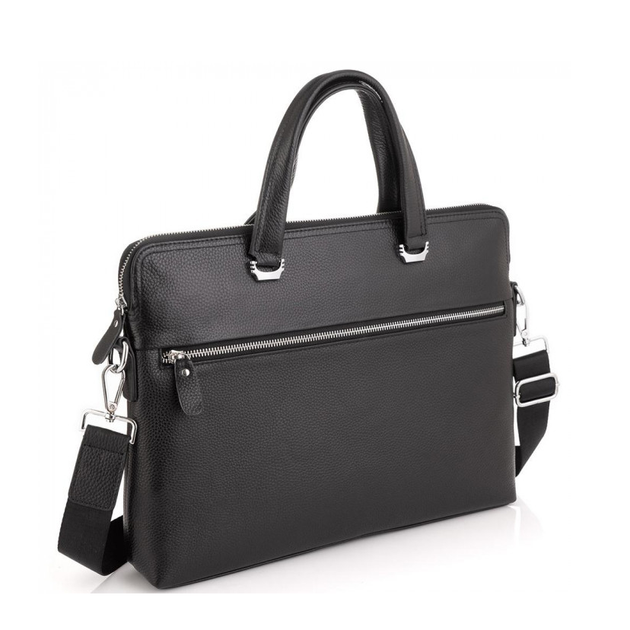 Сумка для ноутбука и документов кожаная черная Tiding Bag 9157 с 2 ручками - изображение 3