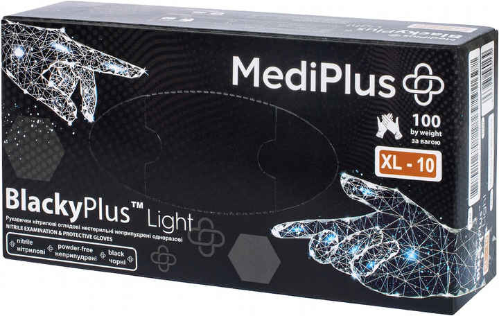 Рукавички нітрилові MediPlus BlackyPlus light розмір XL-10 Чорні 100 шт (6933265560160) - зображення 1