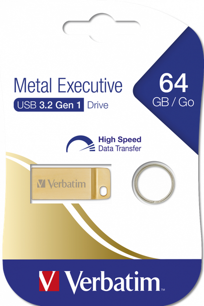 Флеш память USB Verbatim Metal Executive 64GB USB 3.2 Gen1 Gold (99106) - Фото 6 Флеш память USB Verbatim Metal Executive 64GB USB 3.2 Gen1 Gold (99106) - изображение 6