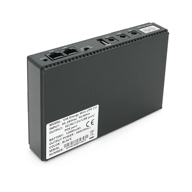 Портативный источник питания Mini UPS VIA Energy 3.0, емкость (12000мА•ч), мощность 36Вт*ч, 0,52 кг, 160x40x180 мм - изображение 8