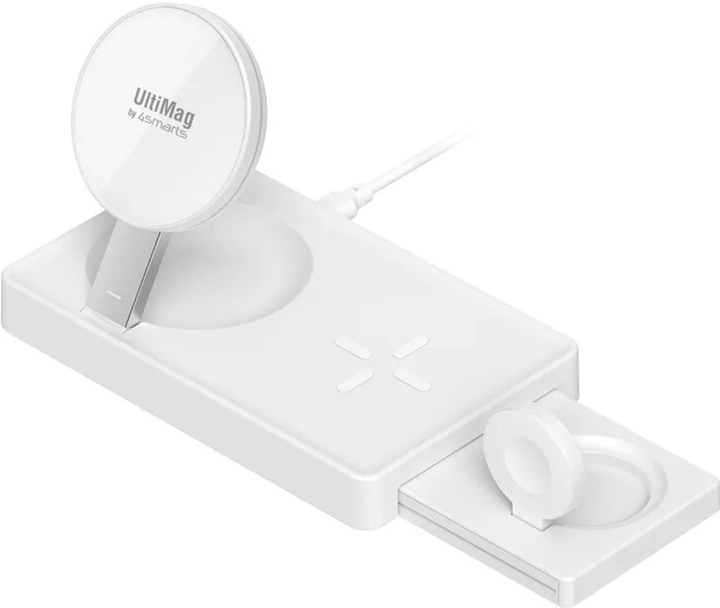 Bezprzewodowa stacja ładowania 4smarts Wireless Charger UltiMag Trident 20W do iPhone, Apple Watch and Apple AirPods White (4252011900626) - obraz 2