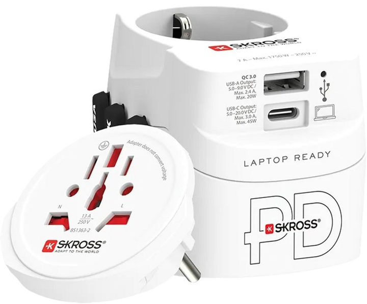 Ładowarka sieciowa Skross Pro Light USB AC45PD World 45W White (1302474) - obraz 1