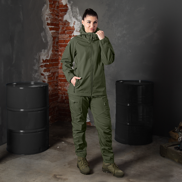 Жіноча куртка Stalker SoftShell Олива (7441), M - изображение 2